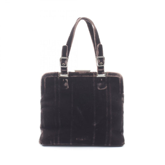 Prada Handbag Velluto Fibbie Dark Brown Fabric