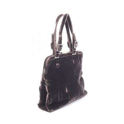 Prada Handbag Velluto Fibbie Dark Brown Fabric — view 2