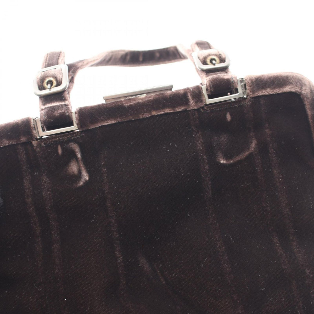 Prada Handbag Velluto Fibbie Dark Brown Fabric — view 6