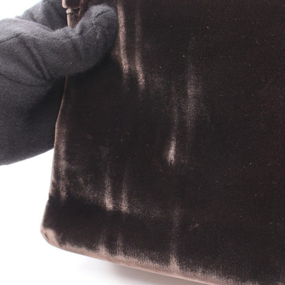 Prada Handbag Velluto Fibbie Dark Brown Fabric — view 7