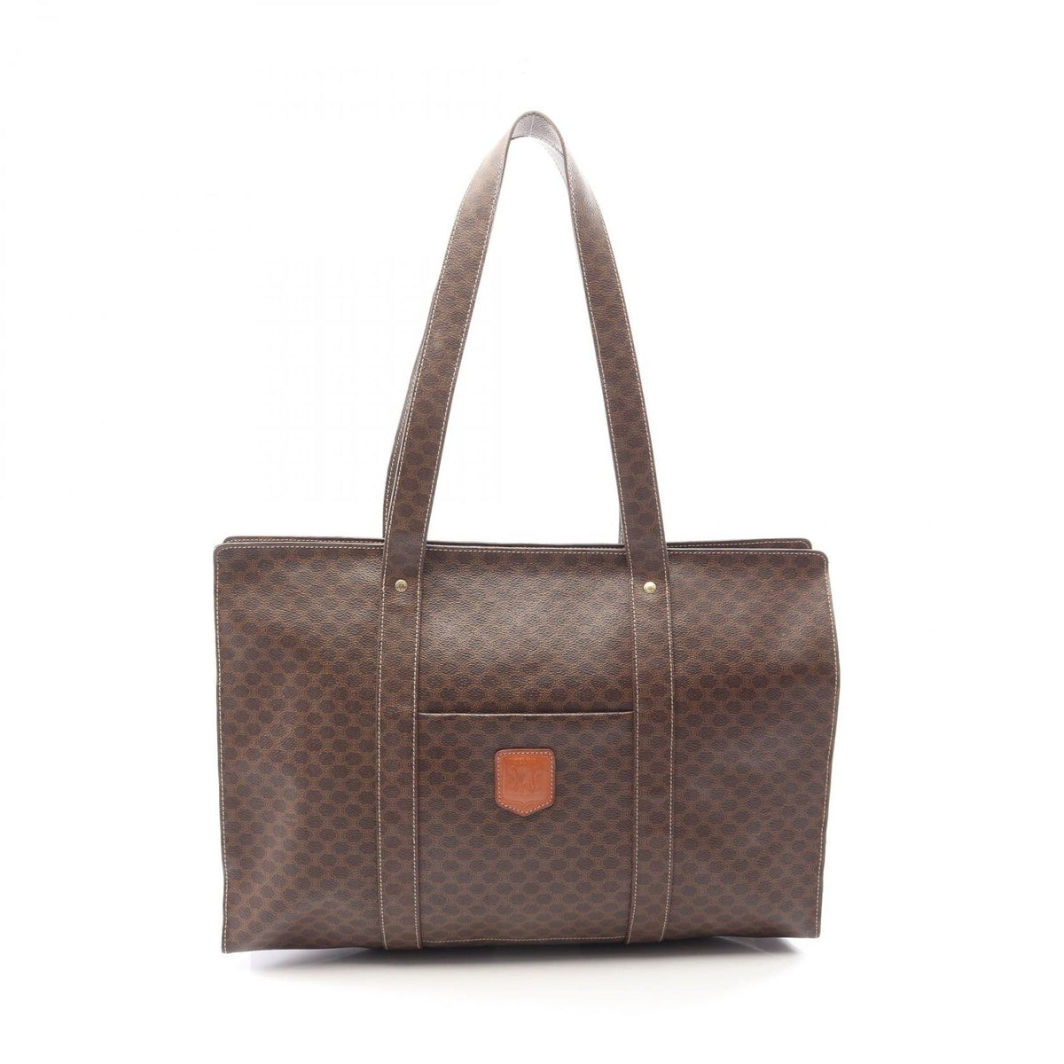 Celine Tote Bag Macadam Brown Dark Canvas Leather Large