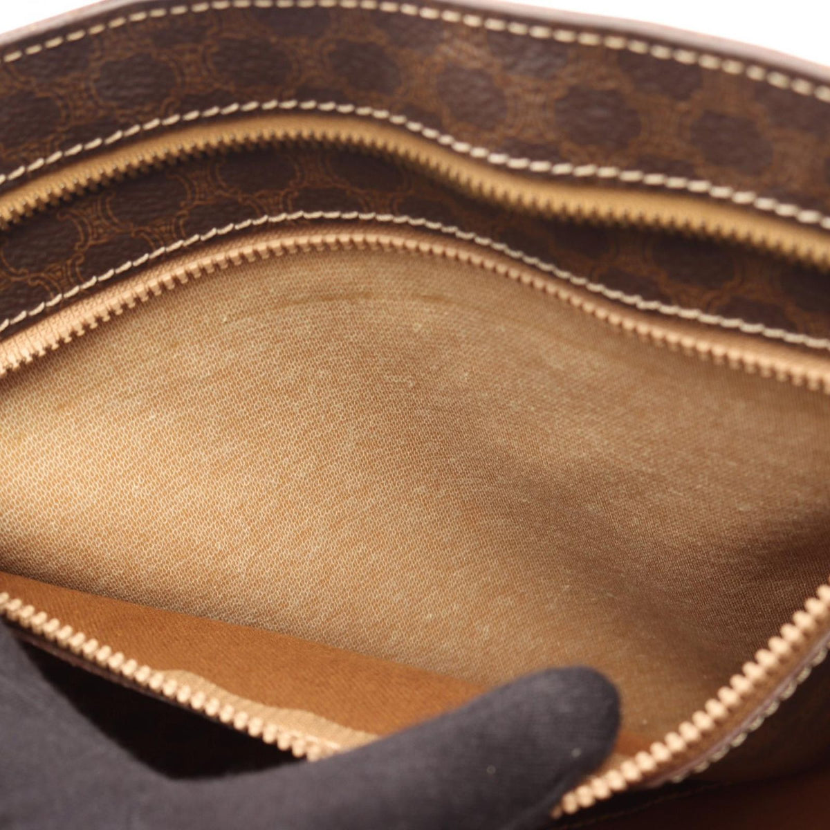 Celine Tote Bag Macadam Brown Dark Canvas Leather Large — view 5