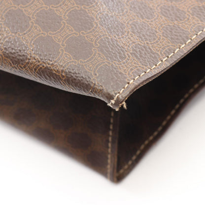 Celine Tote Bag Macadam Brown Dark Canvas Leather Large — view 7