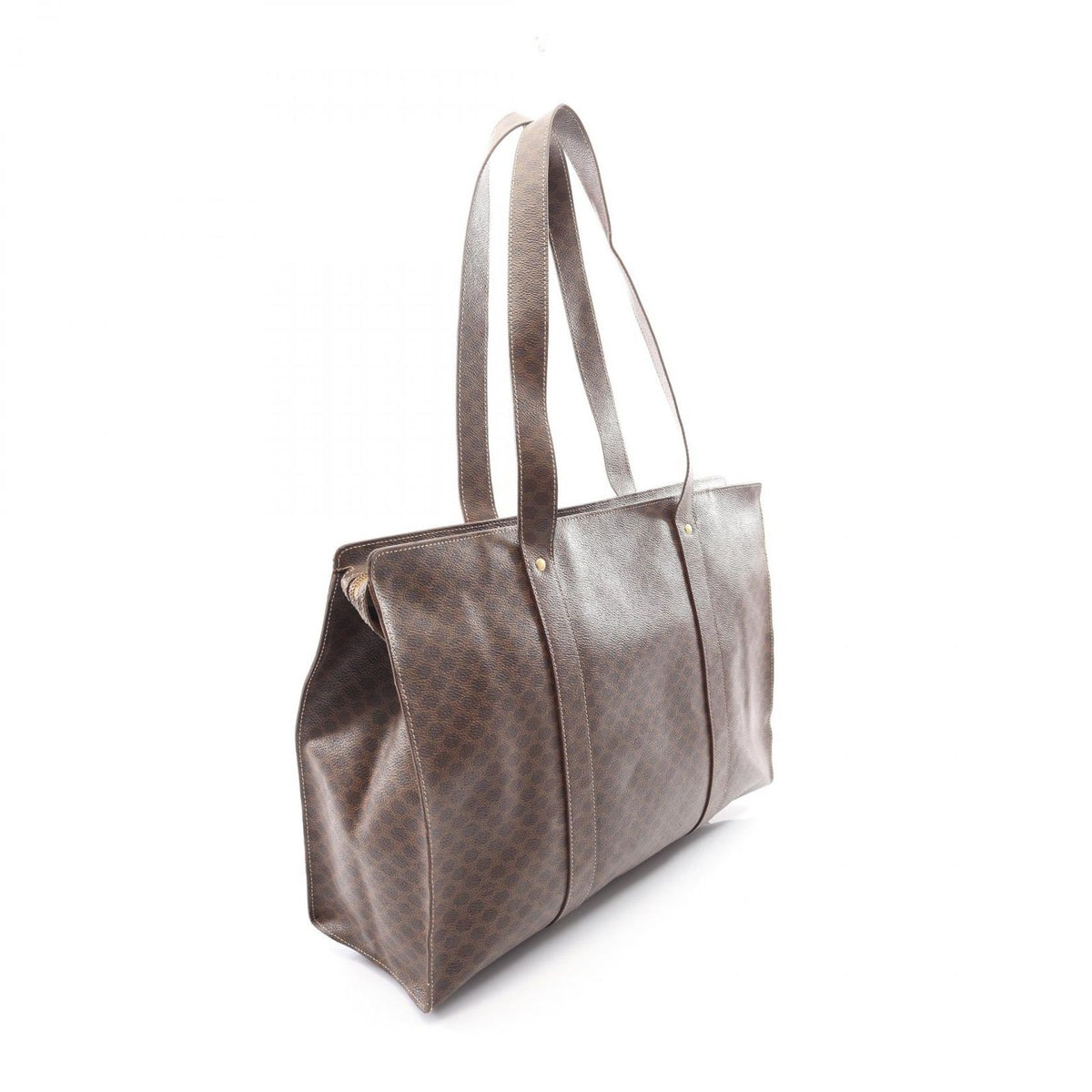 Celine Tote Bag Macadam Brown Dark Canvas Leather Large — view 2