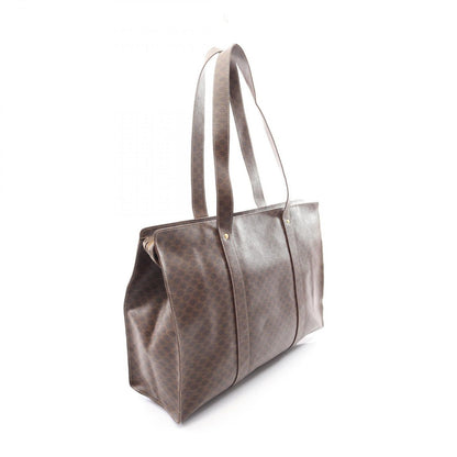 Celine Tote Bag Macadam Brown Dark Canvas Leather Large — view 2
