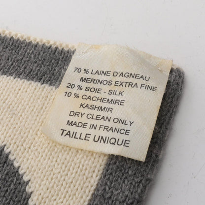 Chanel Scarf CC Logo Gray White Wool Silk — view 4