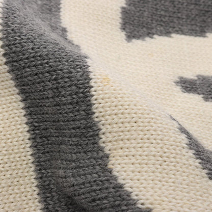 Chanel Scarf CC Logo Gray White Wool Silk — view 7
