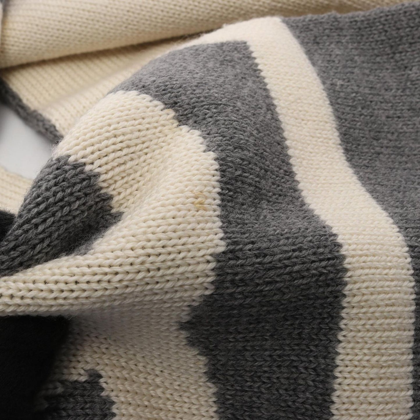 Chanel Scarf CC Logo Gray White Wool Silk — view 5
