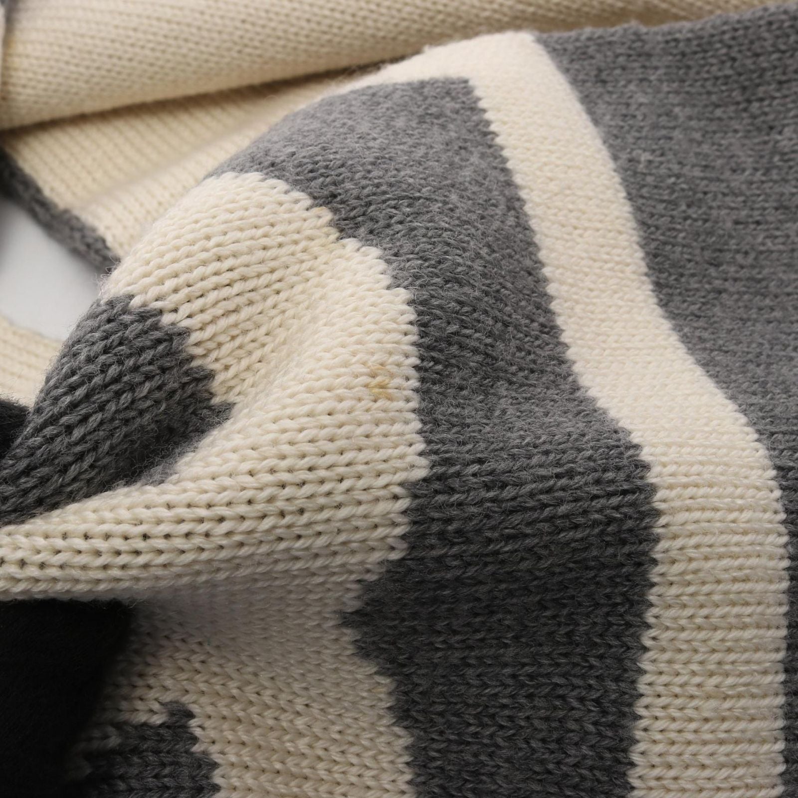 Chanel Scarf CC Logo Gray White Wool Silk — view 5