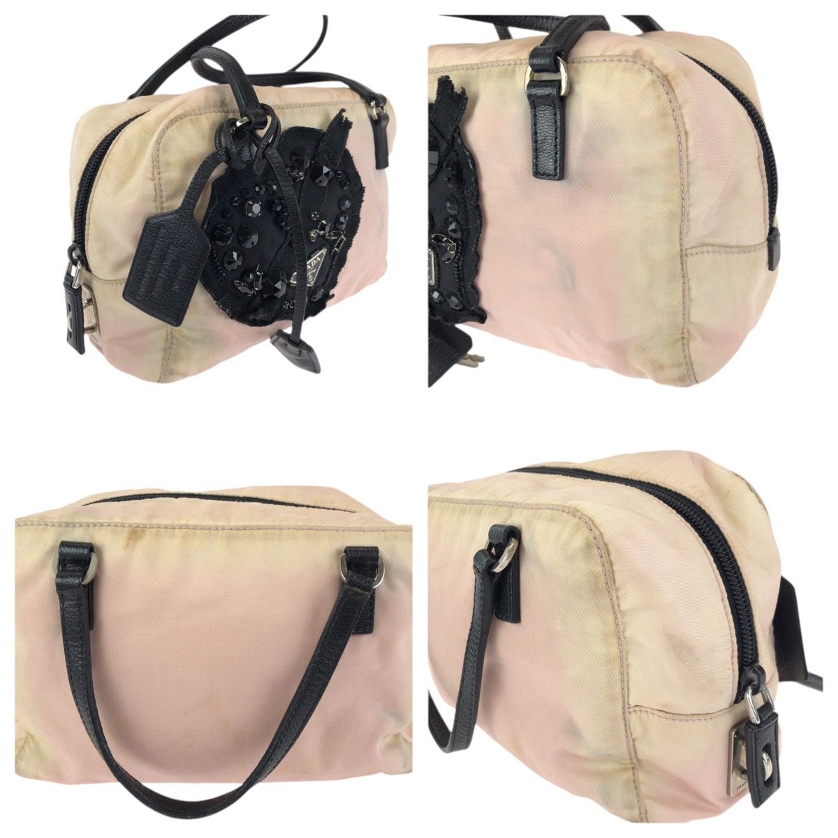 Prada Tessuto Bijou Pink Black Silver Nylon Handbag — view 5