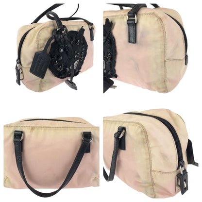 Prada Tessuto Bijou Pink Black Silver Nylon Handbag — view 5