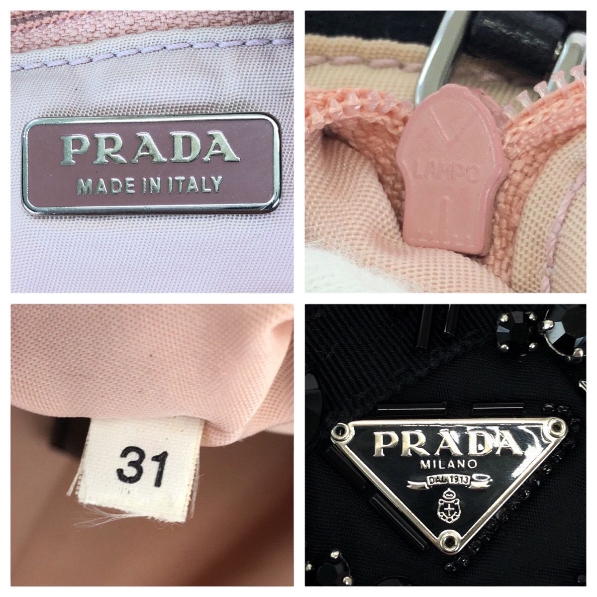 Prada Tessuto Bijou Pink Black Silver Nylon Handbag — view 4