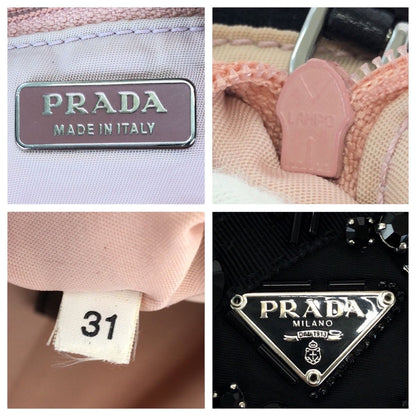 Prada Tessuto Bijou Pink Black Silver Nylon Handbag — view 4