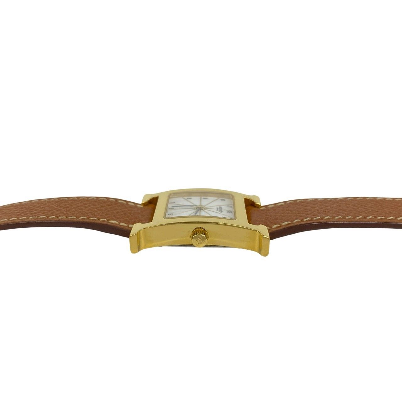 Hermes Watch Leather Quartz Brown Gold — view 6