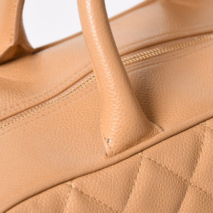 Chanel Quilted Handbag Mini Boston Shape Bag CC Logo Caviar Leather Beige — view 4