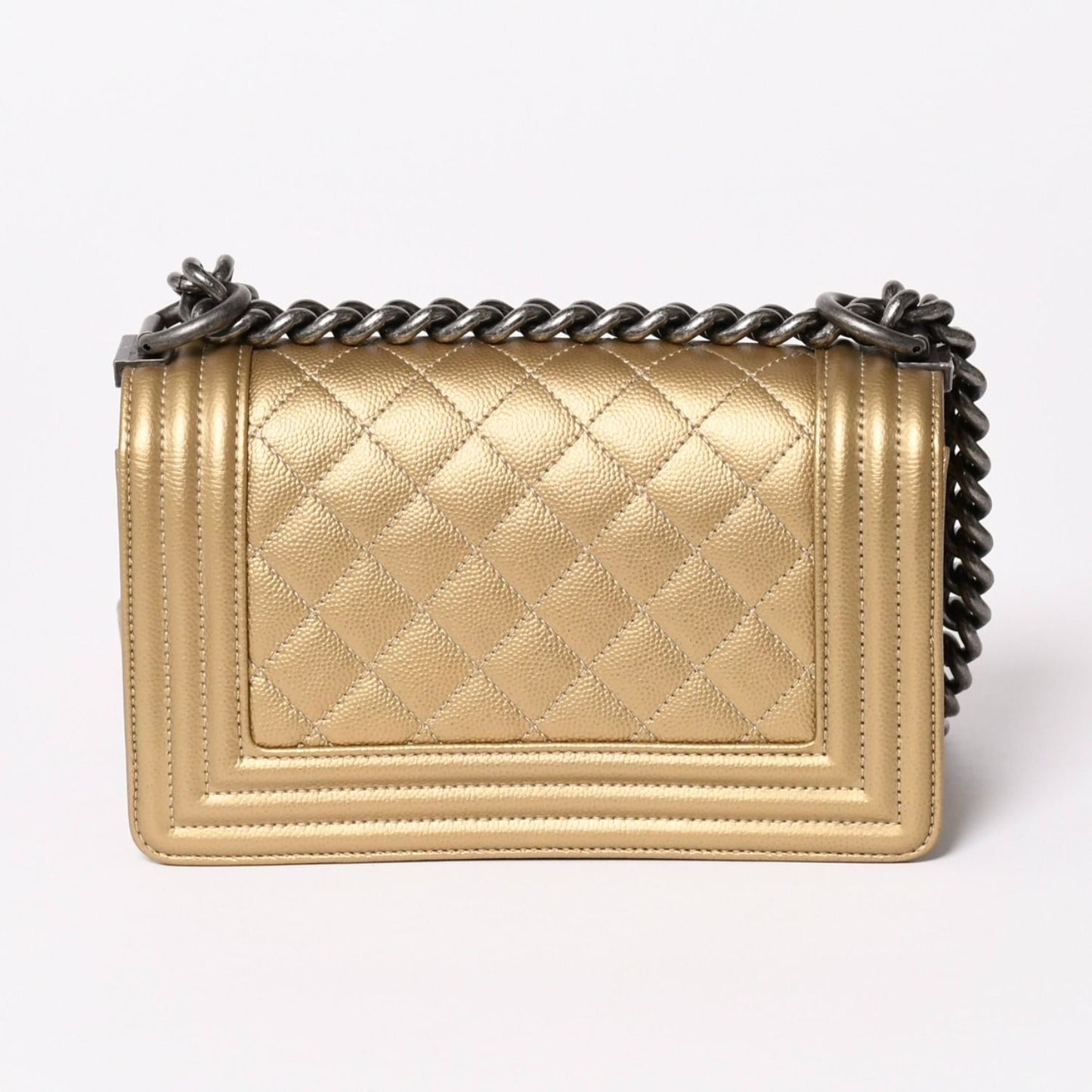 Chanel Boy Shoulder Bag Caviar Leather Metal Gold Mud Black — view 2
