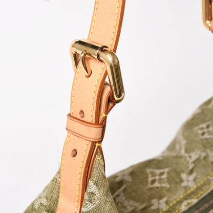 Louis Vuitton Monogram Denim Baggy GM Green Gold Vachetta Leather — view 7