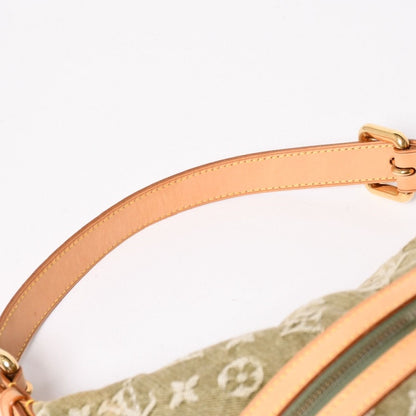 Louis Vuitton Monogram Denim Baggy GM Green Gold Vachetta Leather — view 8