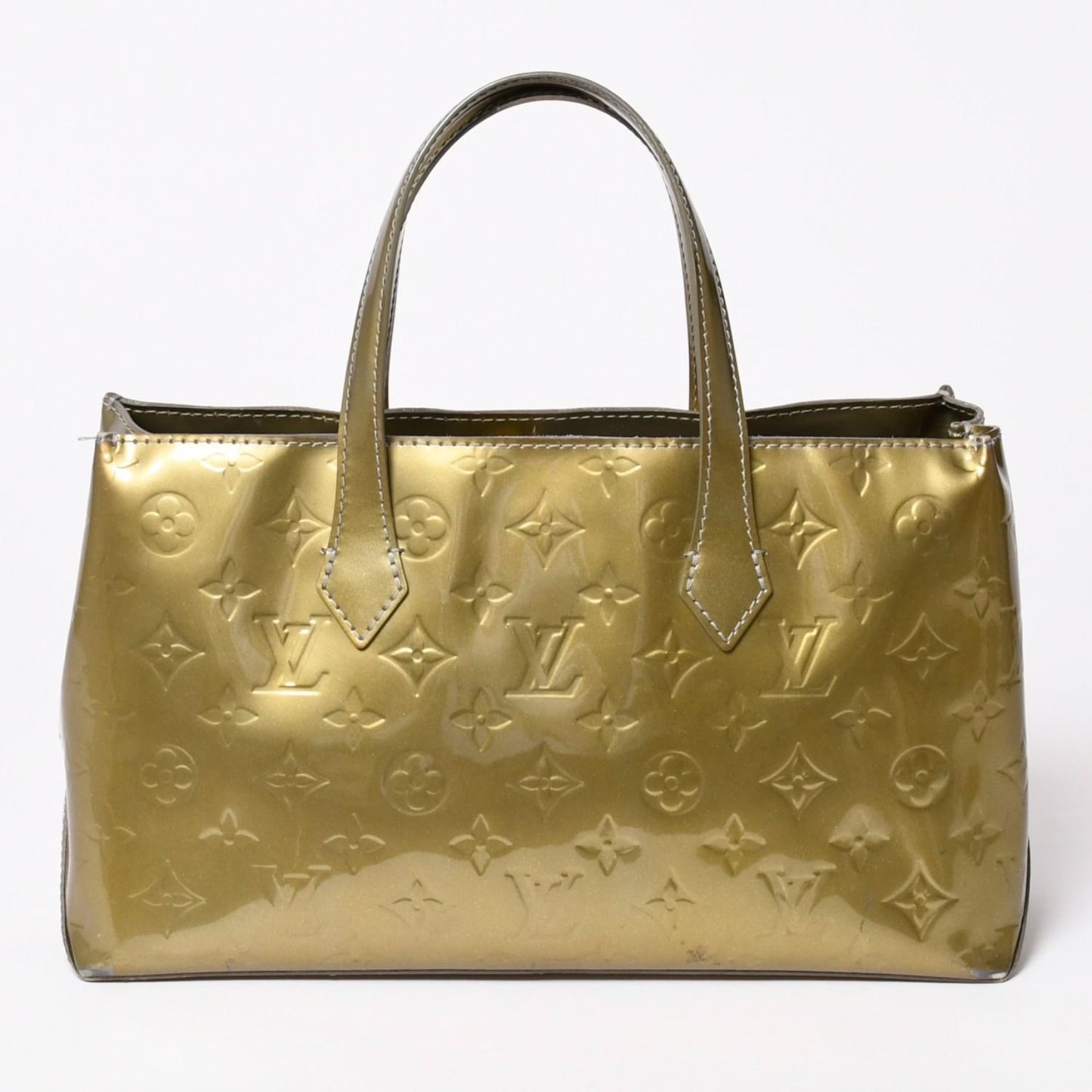 Louis Vuitton Wilshire PM Handbag Brown Patent Monogram Vernis — view 2