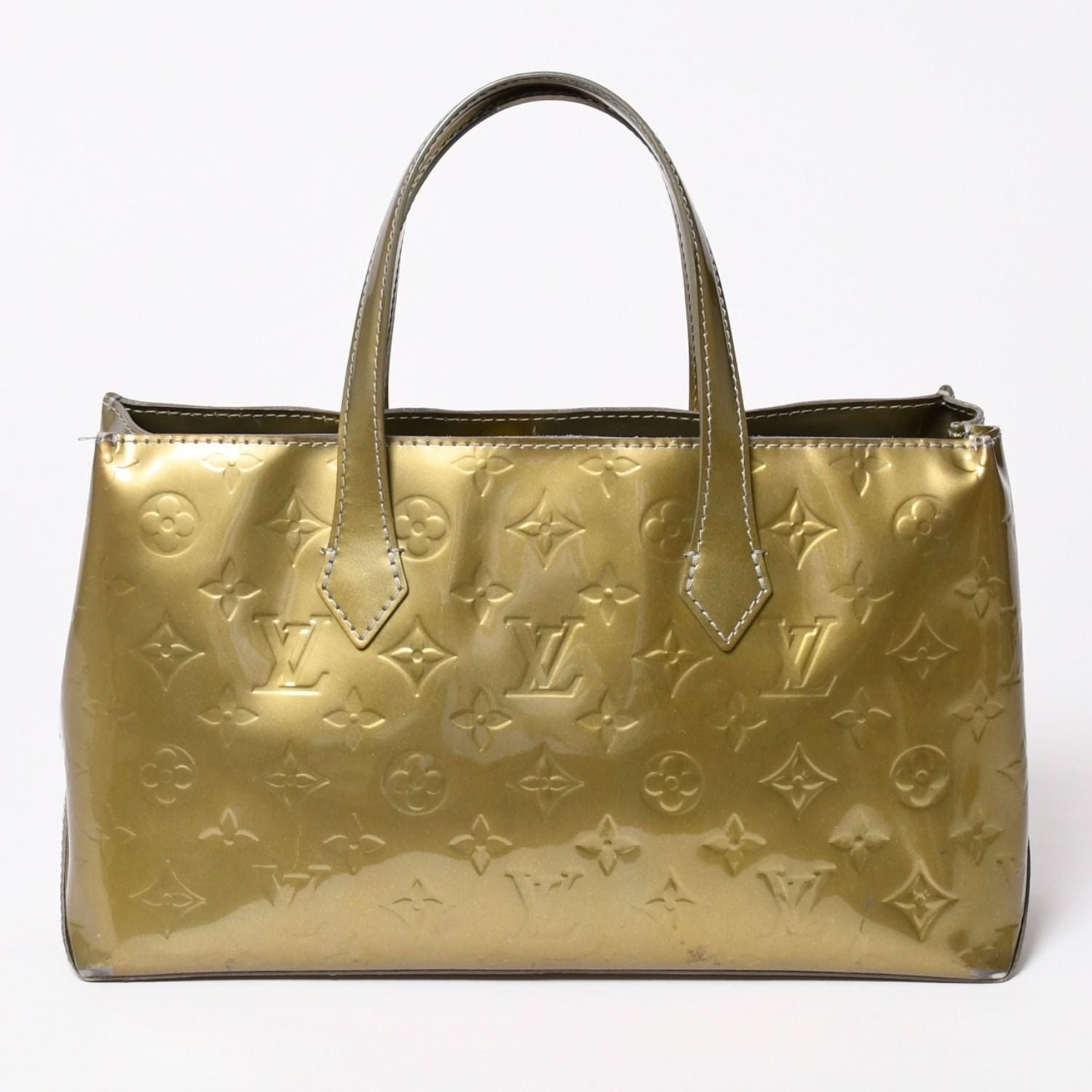 Louis Vuitton Wilshire PM Handbag Brown Patent Monogram Vernis — view 2
