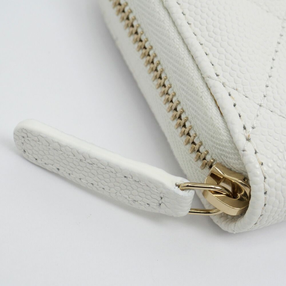 Chanel Quilted Zip Coin Purse Heart Spade Caviar Leather Case — view 5