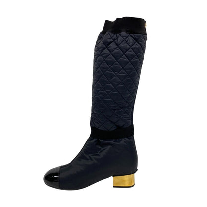 Chanel 2-Way CC Logo Quilted Boots Black — view 2