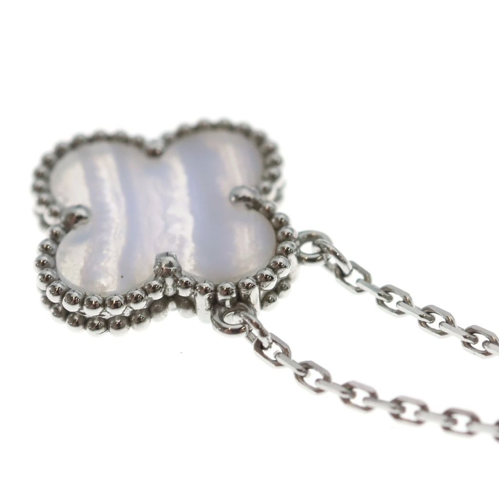 Van Cleef & Arpels Vintage Alhambra Chalcedony Pendant Chain White — view 5