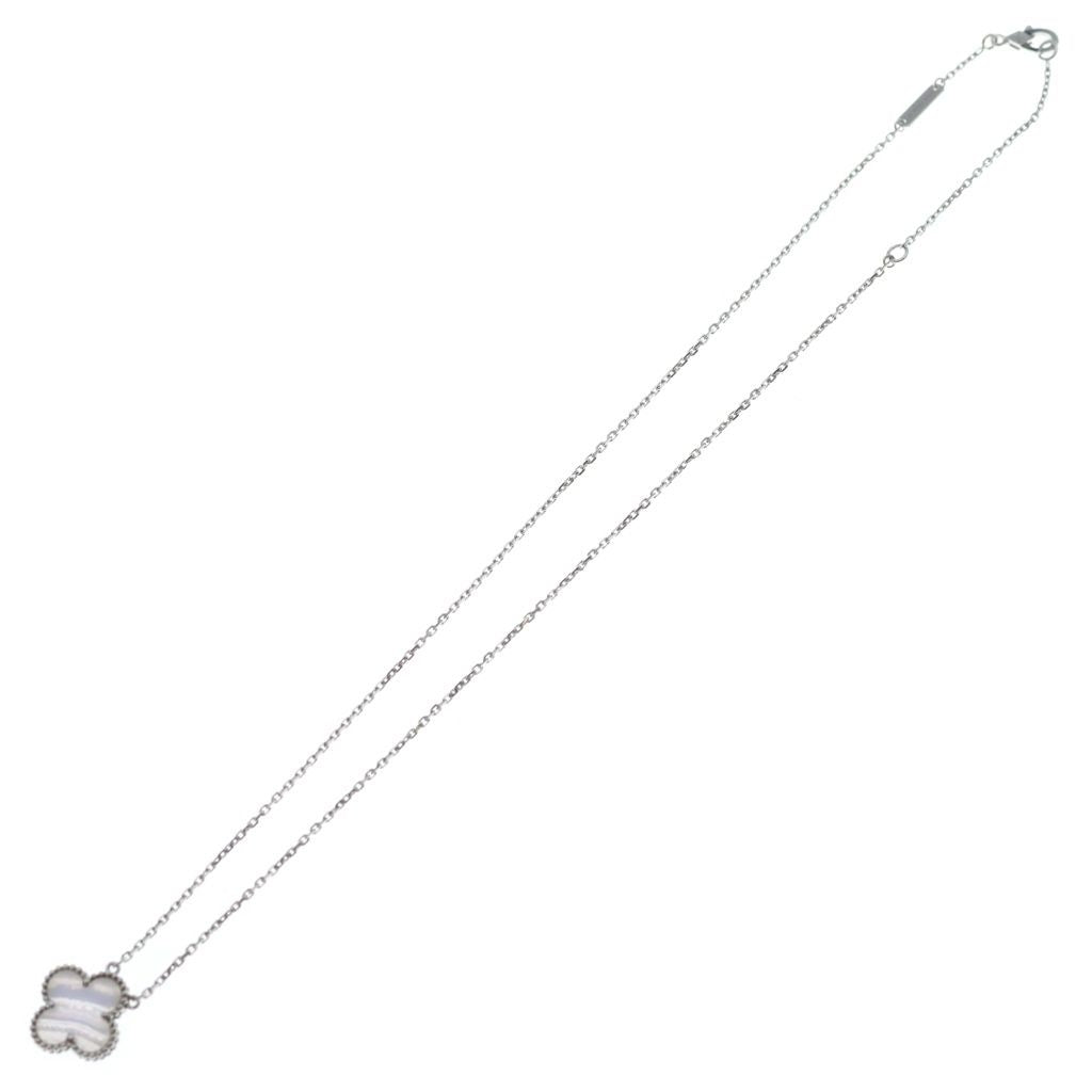 Van Cleef & Arpels Vintage Alhambra Chalcedony Pendant Chain White — view 2