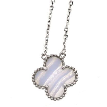Van Cleef & Arpels Vintage Alhambra Chalcedony Pendant Chain White — view 3