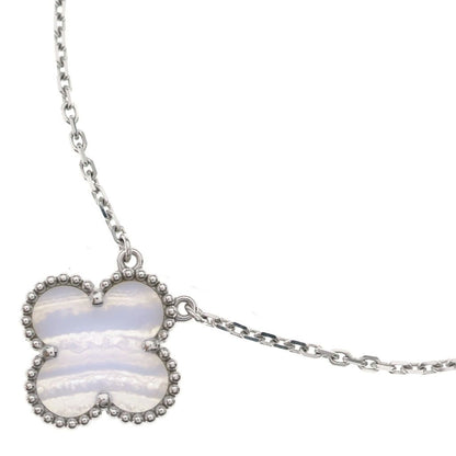 Van Cleef & Arpels Vintage Alhambra Chalcedony Pendant Chain White