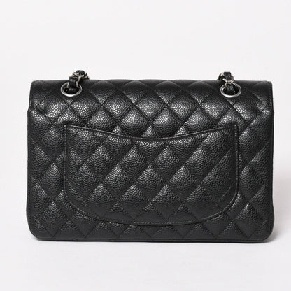 Chanel Quilted 23 Double Flap Chain Shoulder Bag Caviar Leather CC Logo Silver — view 2