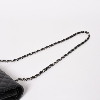 Chanel Quilted 23 Double Flap Chain Shoulder Bag Caviar Leather CC Logo Silver — view 5