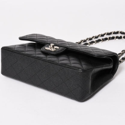 Chanel Quilted 23 Double Flap Chain Shoulder Bag Caviar Leather CC Logo Silver — view 8