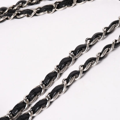 Chanel Quilted 25 Double Flap Chain Shoulder Bag CC Logo Caviar Leather Black — view 5
