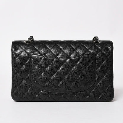 Chanel Quilted 25 Double Flap Chain Shoulder Bag CC Logo Caviar Leather Black — view 2