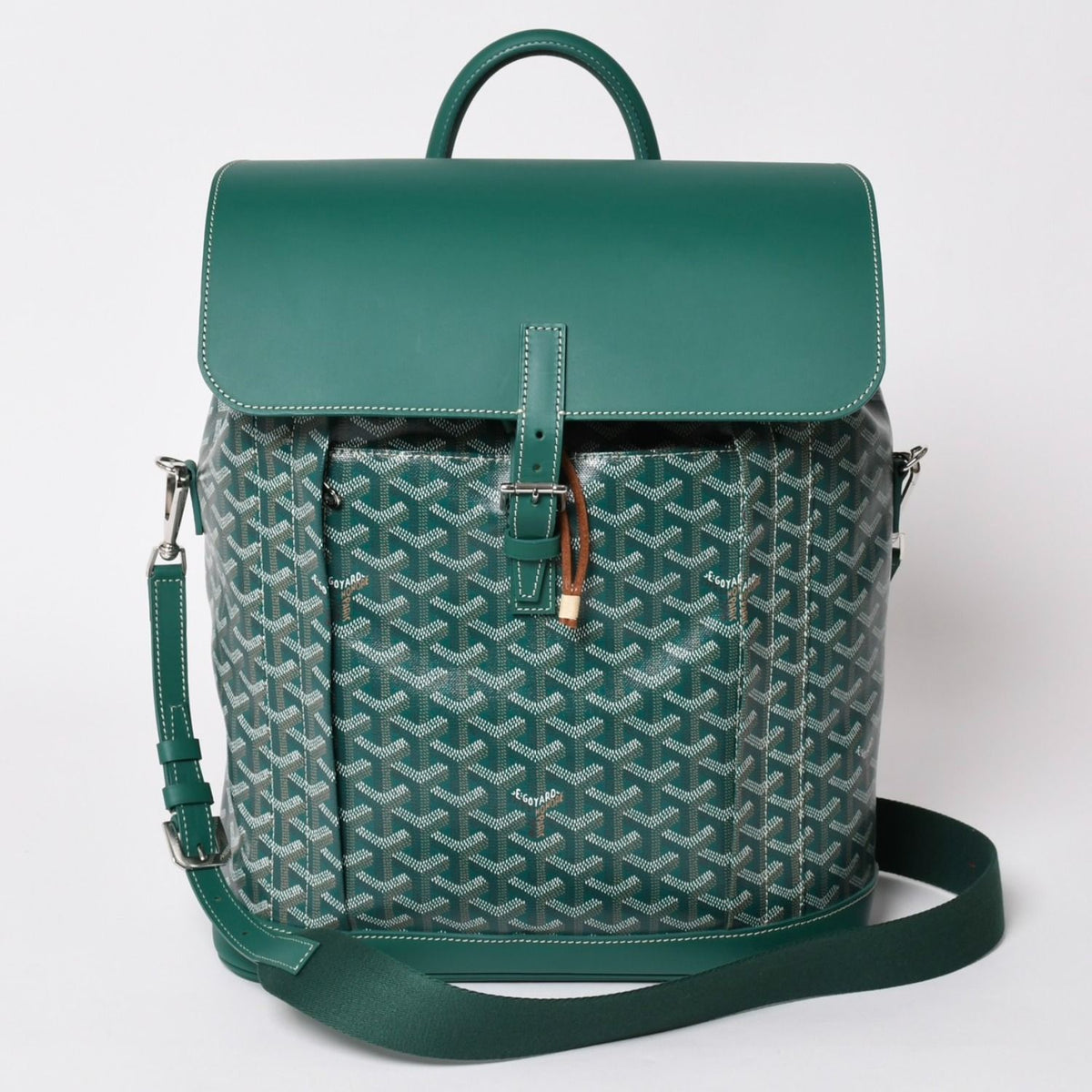 Goyard Alpine MM Backpack Canvas Green Silver