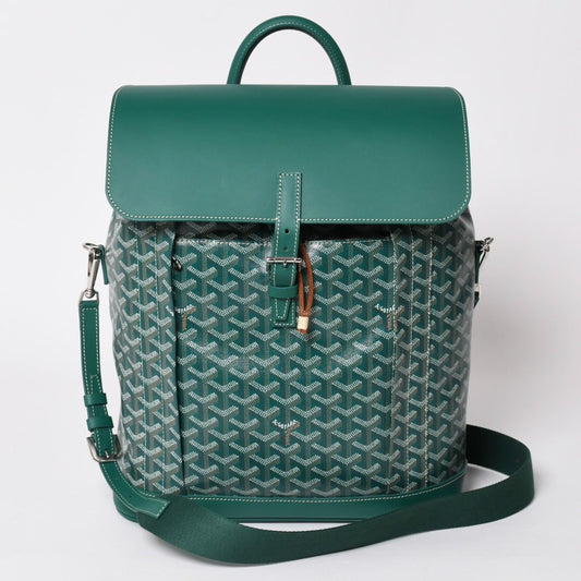 Goyard Alpine MM Backpack Canvas Green Silver