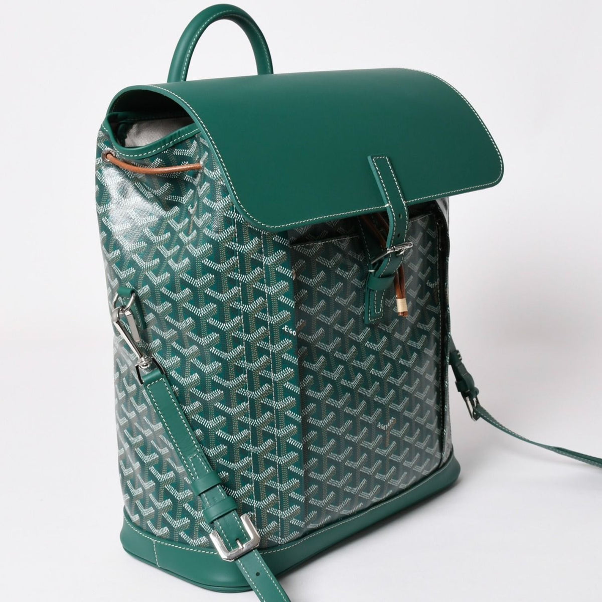Goyard Alpine MM Backpack Canvas Green Silver — view 3