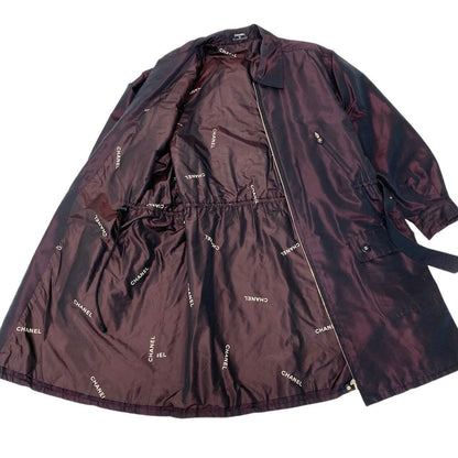 Chanel Cf9 Vintage Coco Button Silk Taffeta Coat CC Bordeaux — view 4