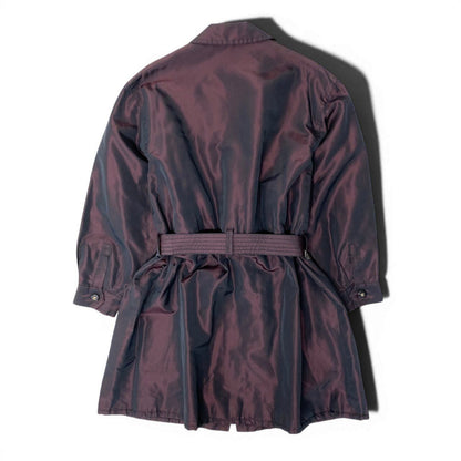 Chanel Cf9 Vintage Coco Button Silk Taffeta Coat CC Bordeaux — view 3