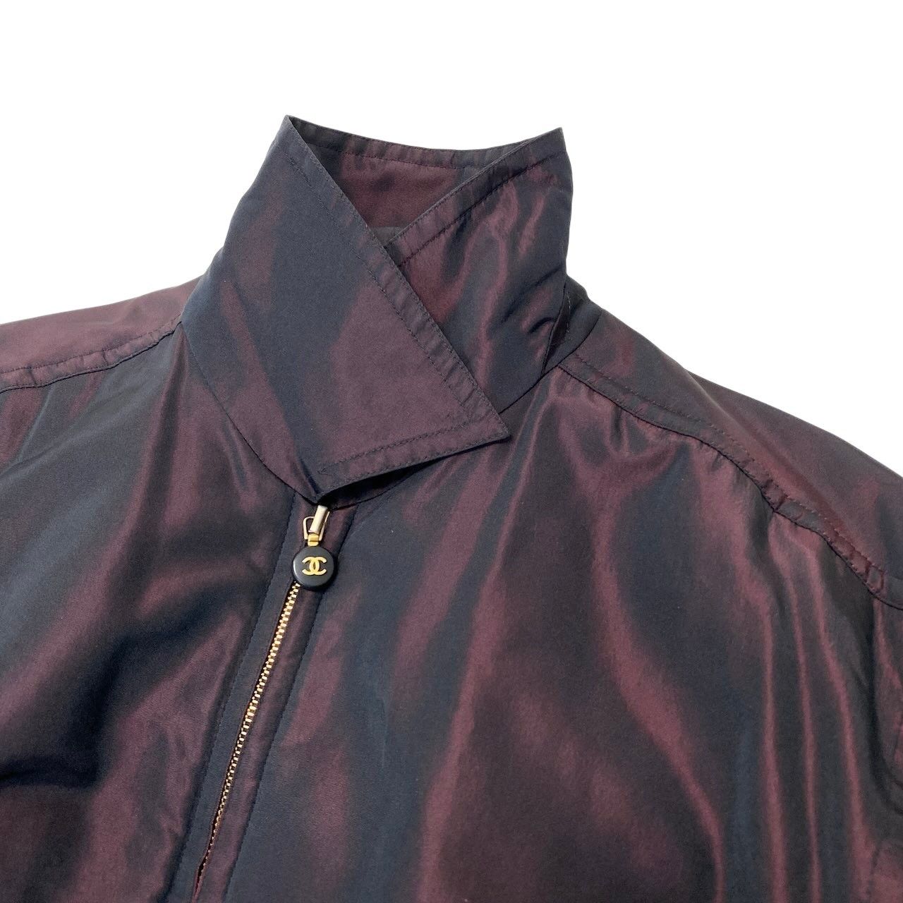 Chanel Cf9 Vintage Coco Button Silk Taffeta Coat CC Bordeaux — view 7