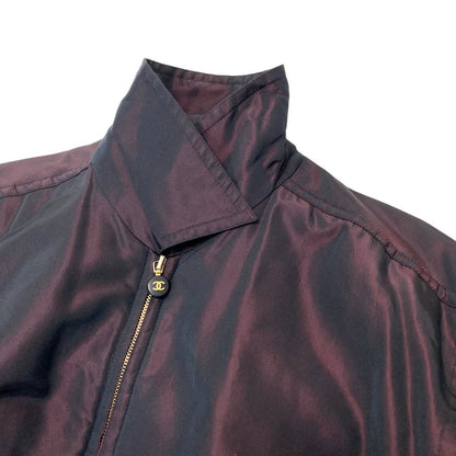 Chanel Cf9 Vintage Coco Button Silk Taffeta Coat CC Bordeaux — view 7