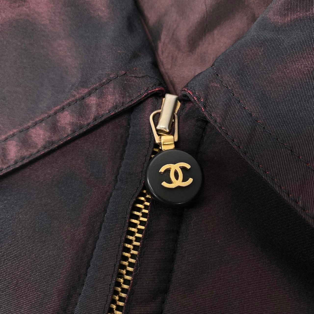 Chanel Cf9 Vintage Coco Button Silk Taffeta Coat CC Bordeaux — view 8