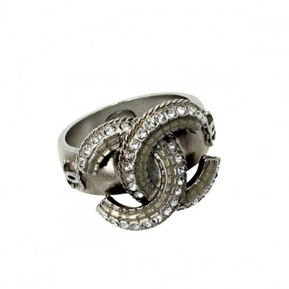 Chanel Ring CC Logo Rhinestone 14K