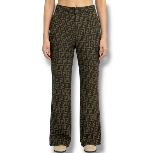 Fendi Pants Zucca Pattern FF Log All Brown 41