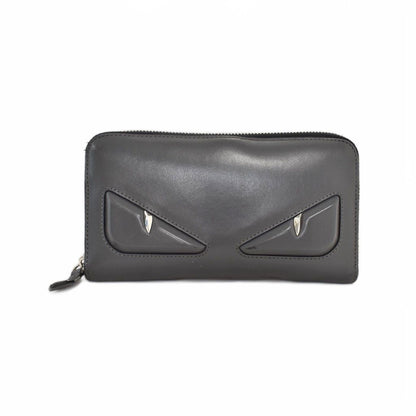 Fendi Bug's Eye Round Zip Wallet Gray