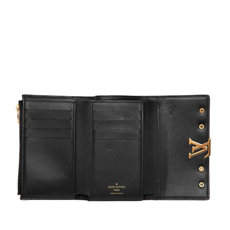Louis Vuitton Capucines Compact Studded Trifold Wallet Black Leather — view 4