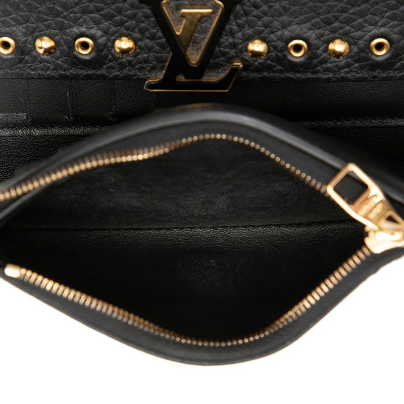 Louis Vuitton Capucines Compact Studded Trifold Wallet Black Leather — view 5
