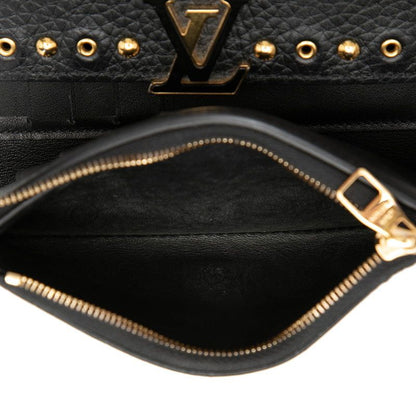 Louis Vuitton Capucines Compact Studded Trifold Wallet Black Leather — view 5