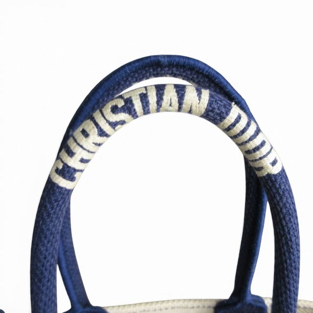 Dior Vertical Book Tote Bag Canvas White Navy — view 6